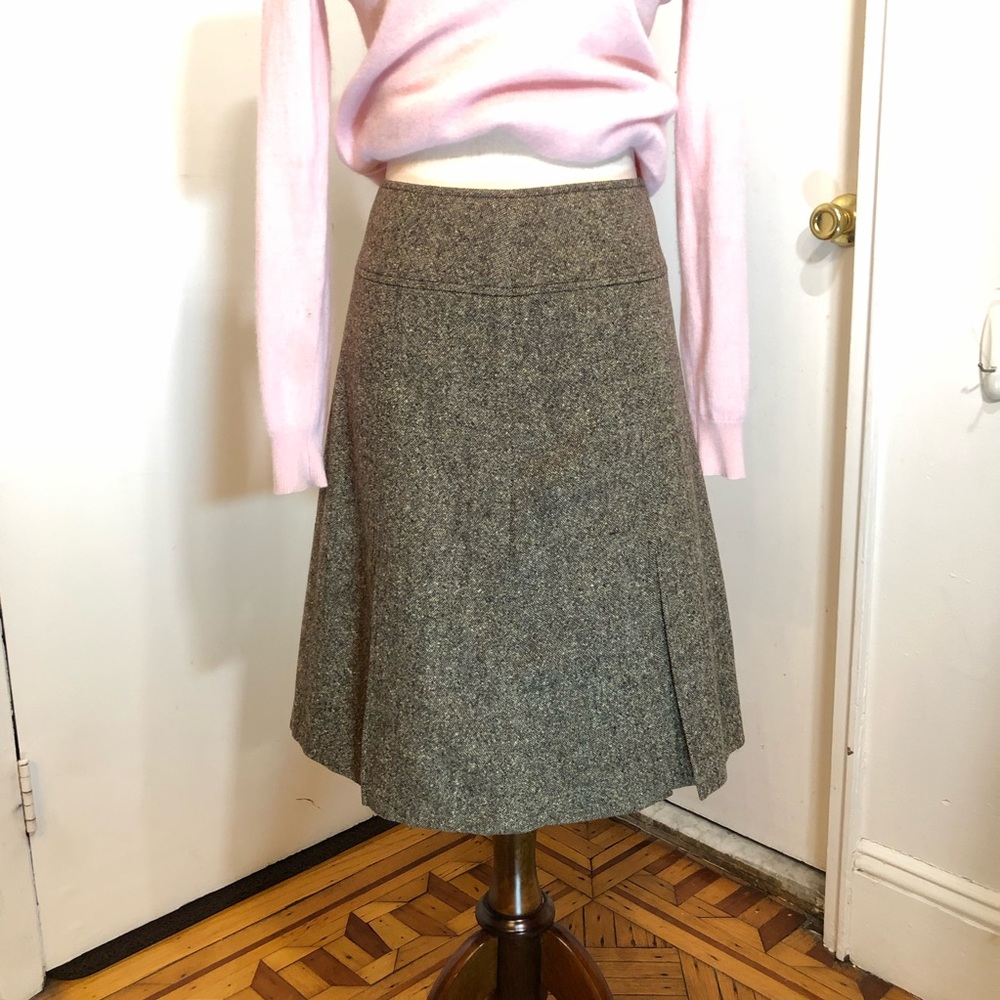 Theory Tweed Wool Kick Pleat Skirt - brown (sz 4) - EUC